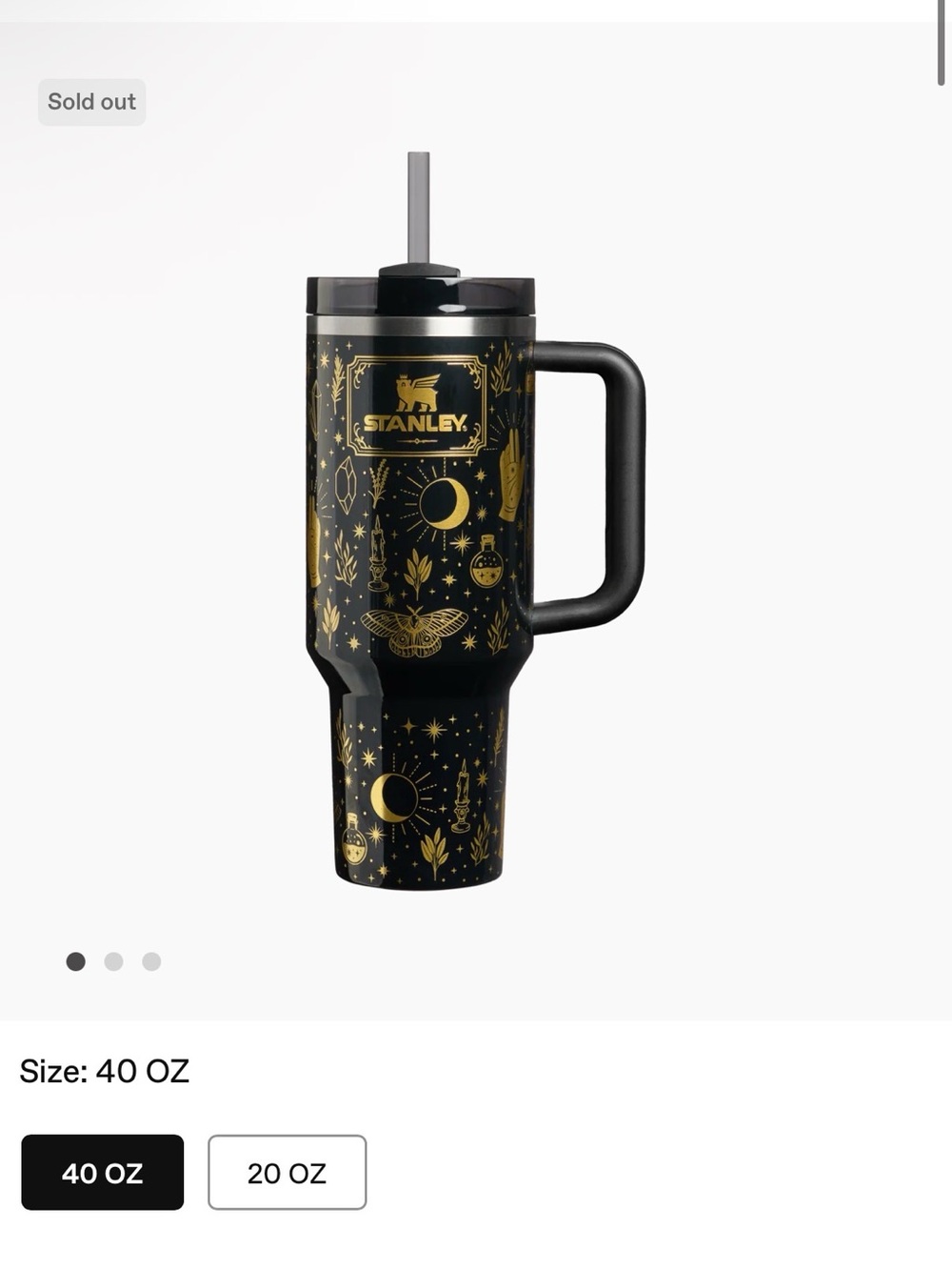 Stanley Black & Gold Celestial 40 oz Travel Tumbler with Handle